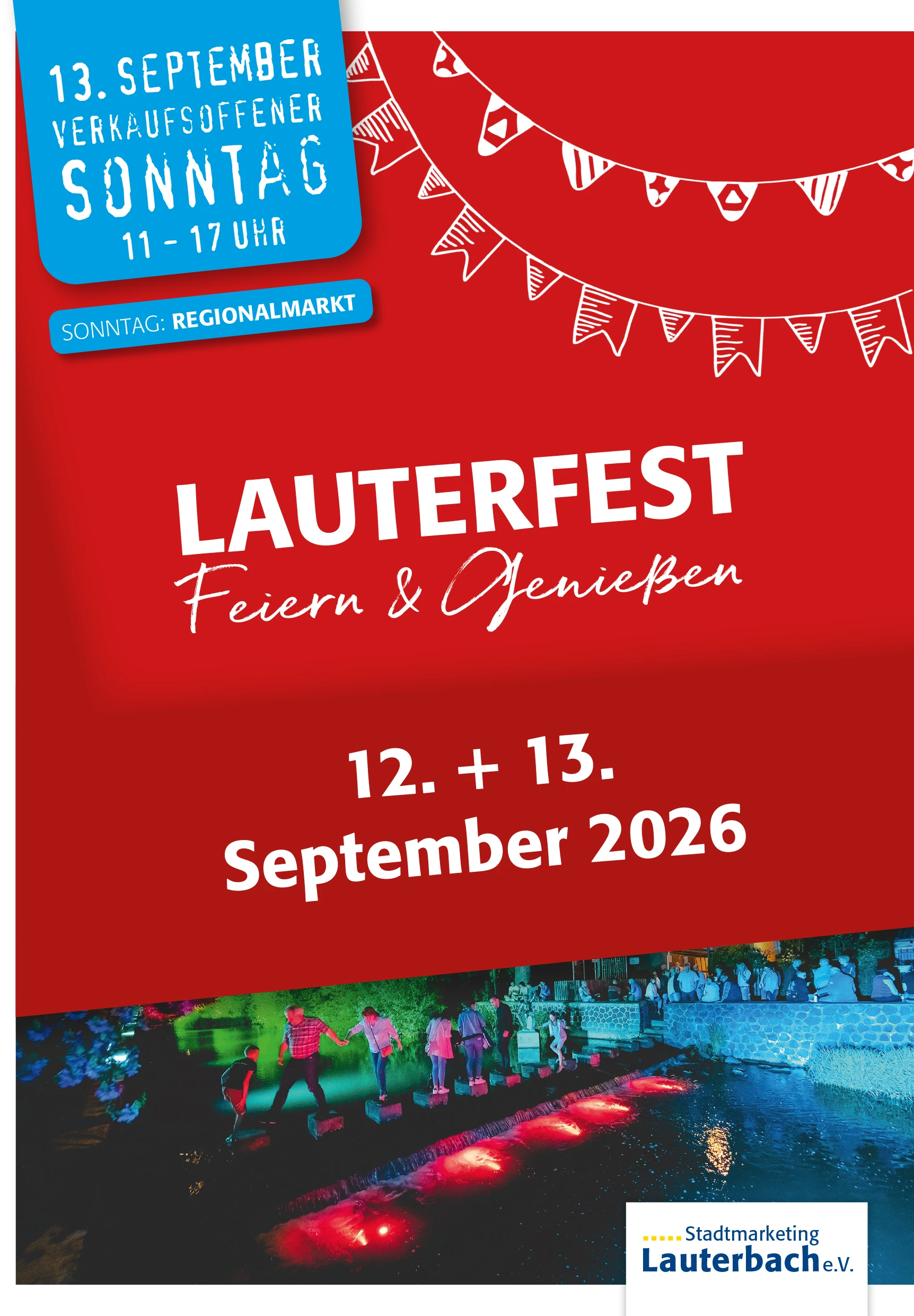0E7_Flyer_Lauterfest_2026_Finale_ Lauterbacher Bratwurstfest, am Samstag, 4. Juli 2026 von 17-22 Uhr im Hohhaus-Garten